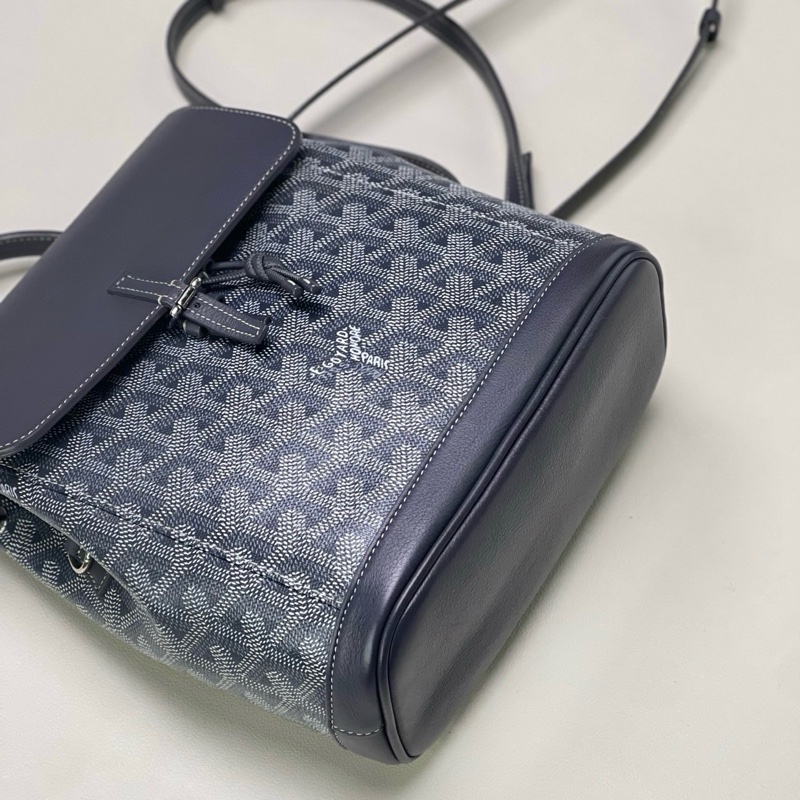閒置新✨Goyard /戈雅alpin mini 灰色塗層帆布老花雙肩包 銀扣❤️正品-4
