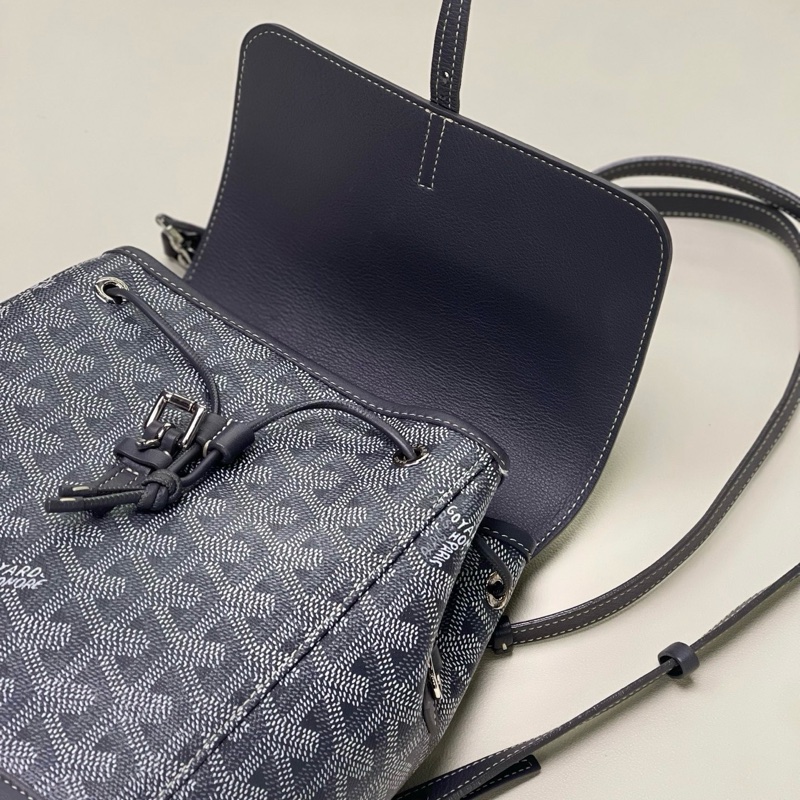 閒置新✨Goyard /戈雅alpin mini 灰色塗層帆布老花雙肩包 銀扣❤️正品-5