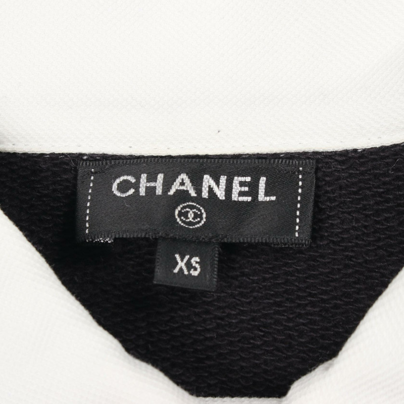 香奈兒 (CHANEL) 亮片水鑽 Polo 衫,純棉材質,黑白配色,二手女款,XS 碼-2