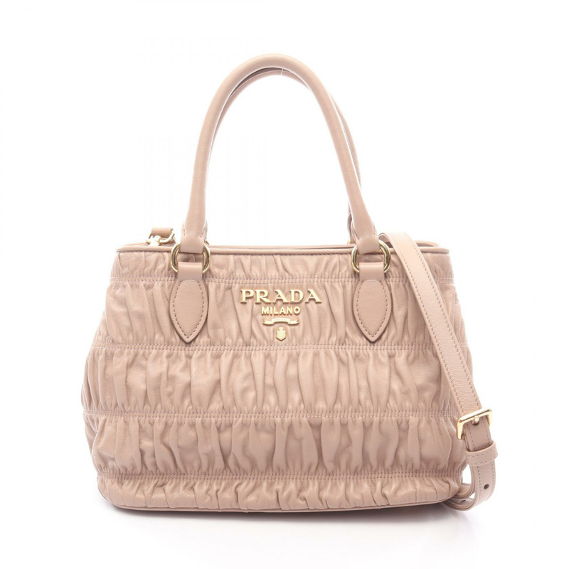 PRADA NAPPA GAUFRE'1 肩挎斜背包 粉紅色皮革 二手 女士-0