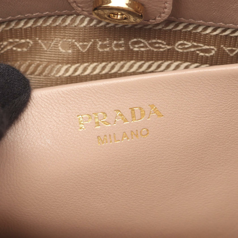 PRADA NAPPA GAUFRE'1 肩挎斜背包 粉紅色皮革 二手 女士-3