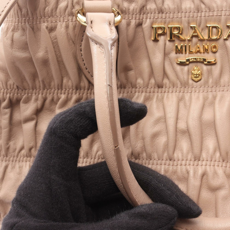 PRADA NAPPA GAUFRE'1 肩挎斜背包 粉紅色皮革 二手 女士-5
