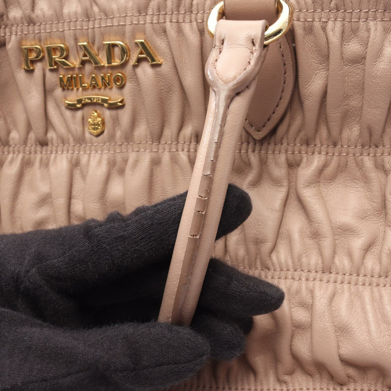 PRADA NAPPA GAUFRE'1 肩挎斜背包 粉紅色皮革 二手 女士-6