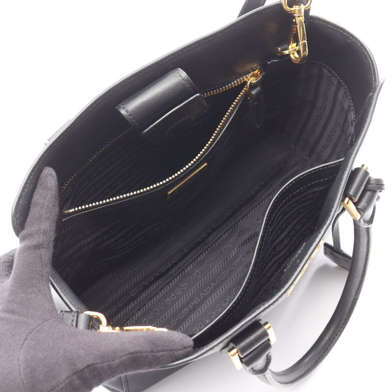 PRADA SAFFIANO SOFT CALF 皮革肩斜背包 黑色 二手 女士-2