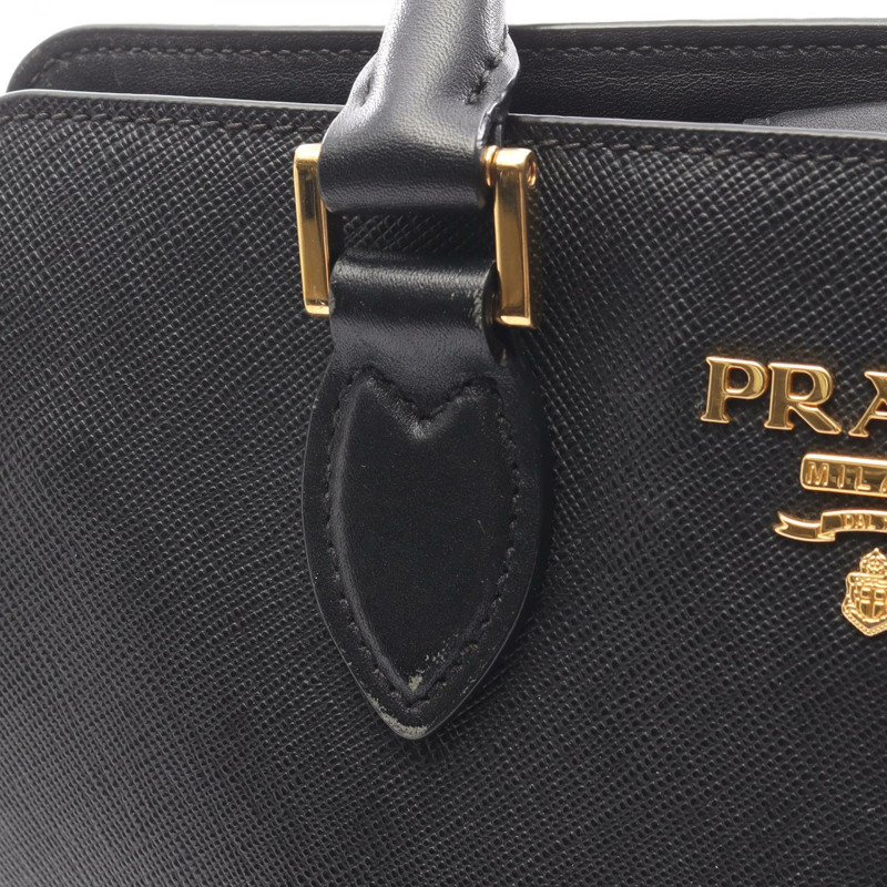 PRADA SAFFIANO SOFT CALF 皮革肩斜背包 黑色 二手 女士-6