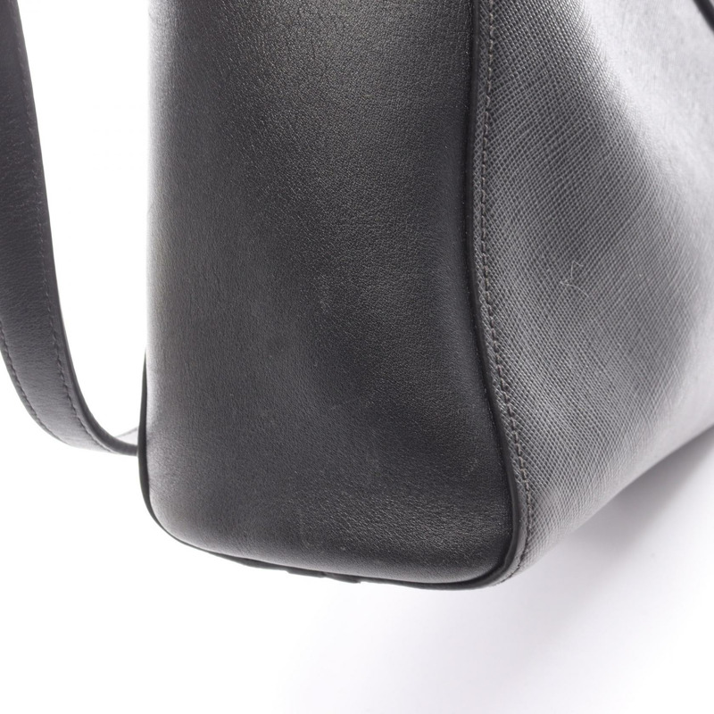 PRADA SAFFIANO SOFT CALF 皮革肩斜背包 黑色 二手 女士-8