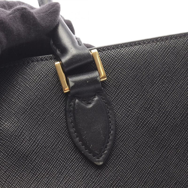 PRADA SAFFIANO SOFT CALF 皮革肩斜背包 黑色 二手 女士-12