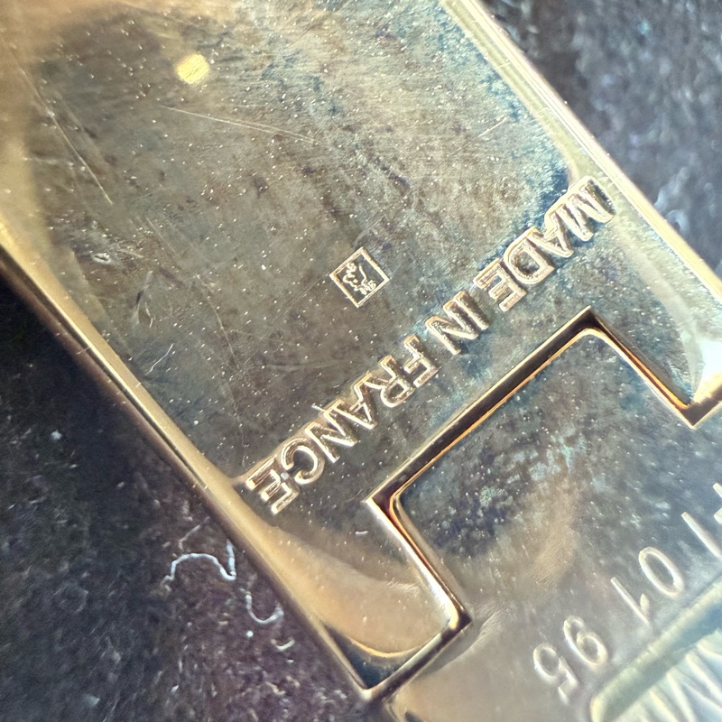 🍙閒置品 九成新🍙Hermes Clic H窄版PM琺瑯手鐲 Gold Pink配金色-13