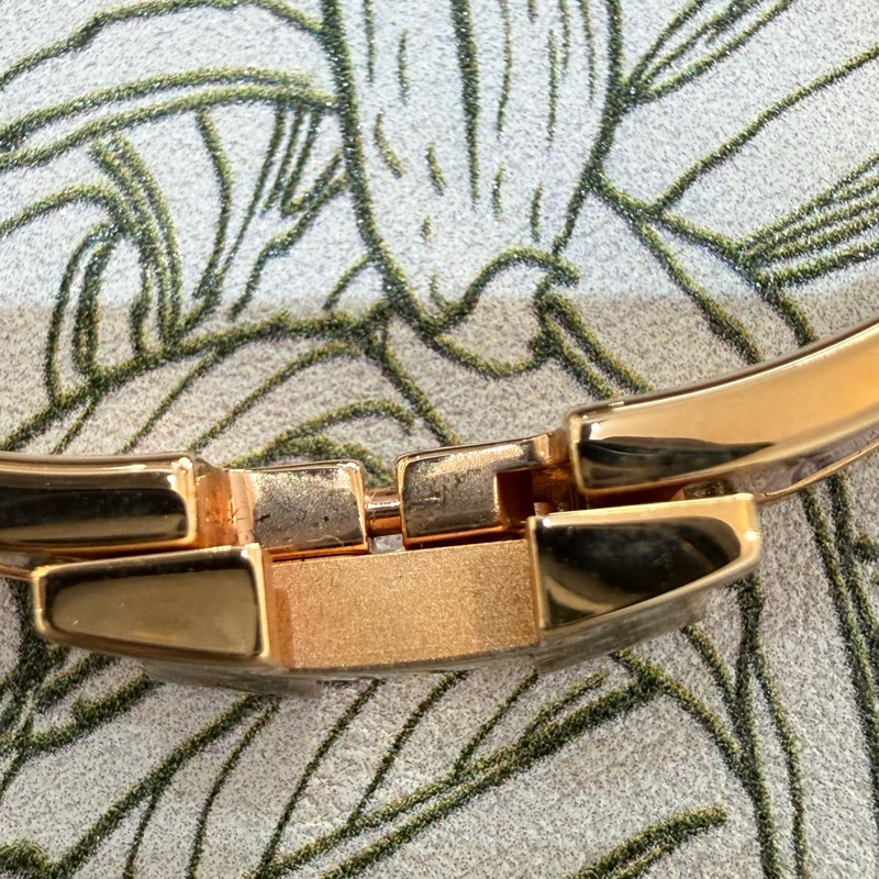 🍙閒置品 九成新🍙Hermes Clic H窄版PM琺瑯手鐲 Gold Pink配金色-34