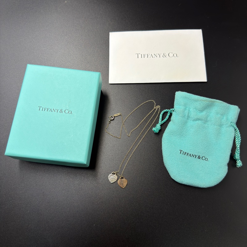Tiffany & co k金 雙心項鍊-0