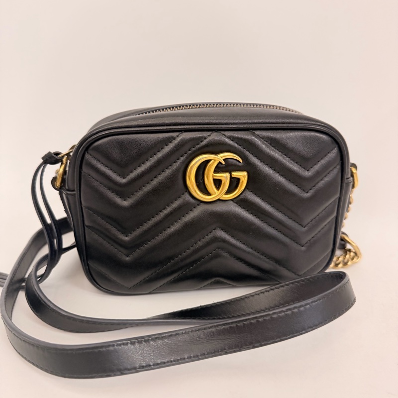 Gucci 黑牛皮馬夢相機包-0
