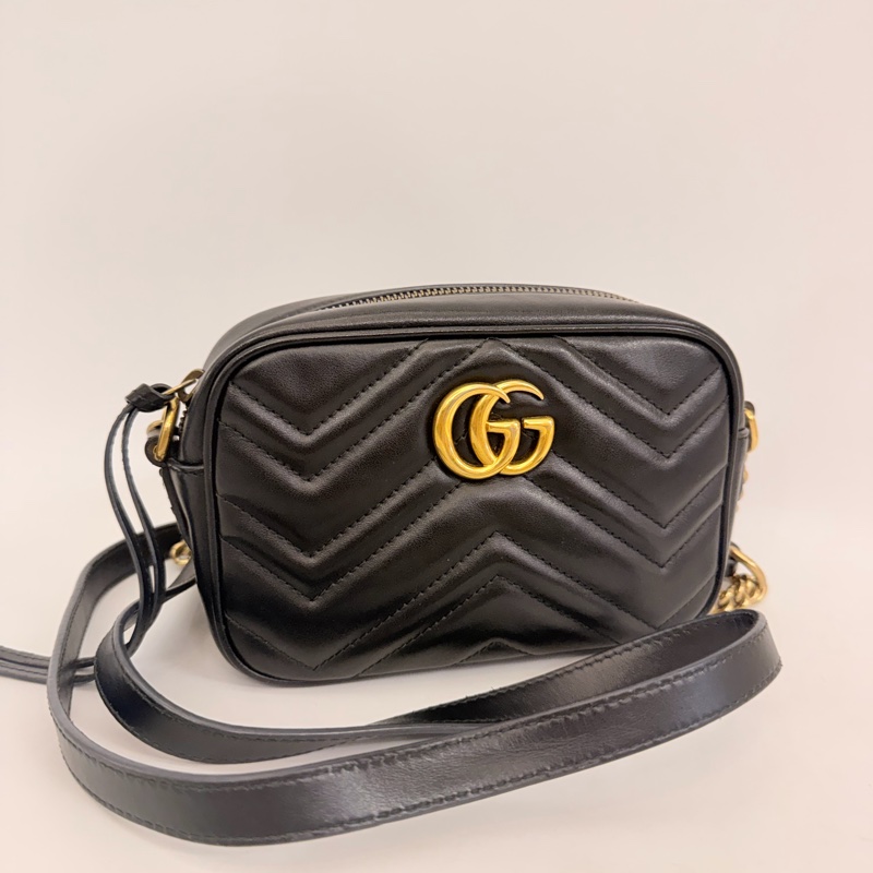 Gucci 黑牛皮馬夢相機包-1