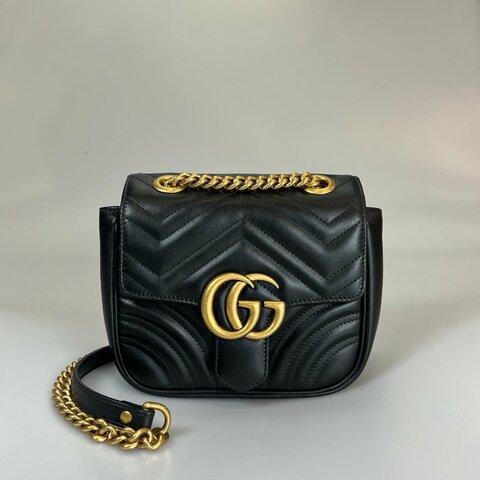 GUCCI 739682 黑MARMONT方胖側肩包