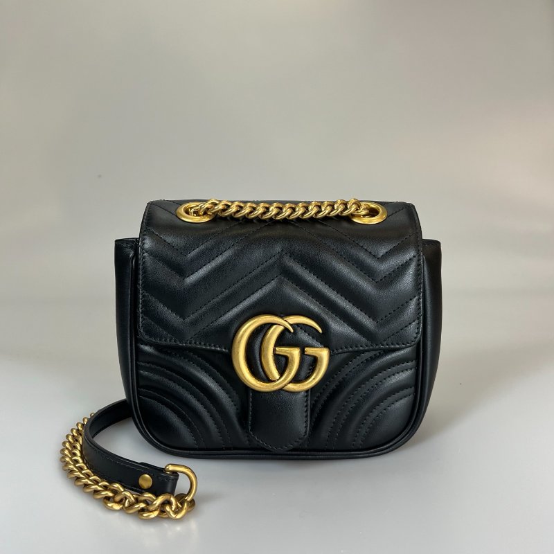 GUCCI 739682 黑MARMONT方胖側肩包-0