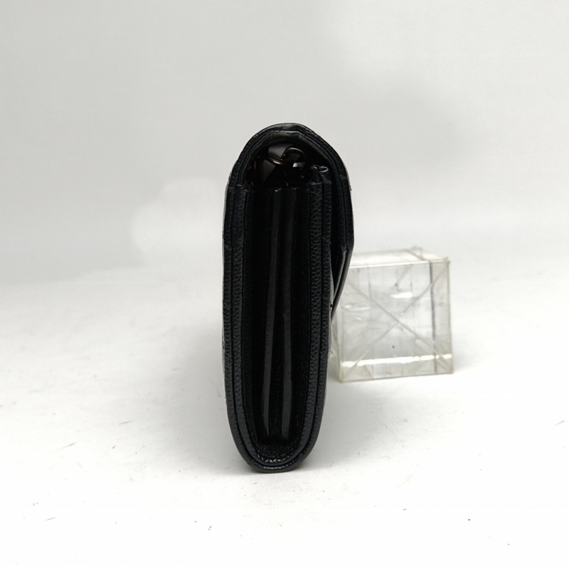 SAINT LAURENT CASSANDRAWOC人字紋信封鏈條包黑色牛皮銀扣肩背包-1