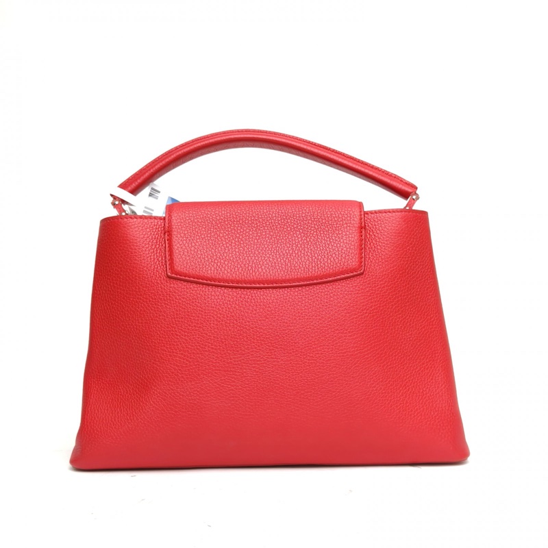 LOUIS VUITTON Capucines中號紅色牛皮銀扣2015-2