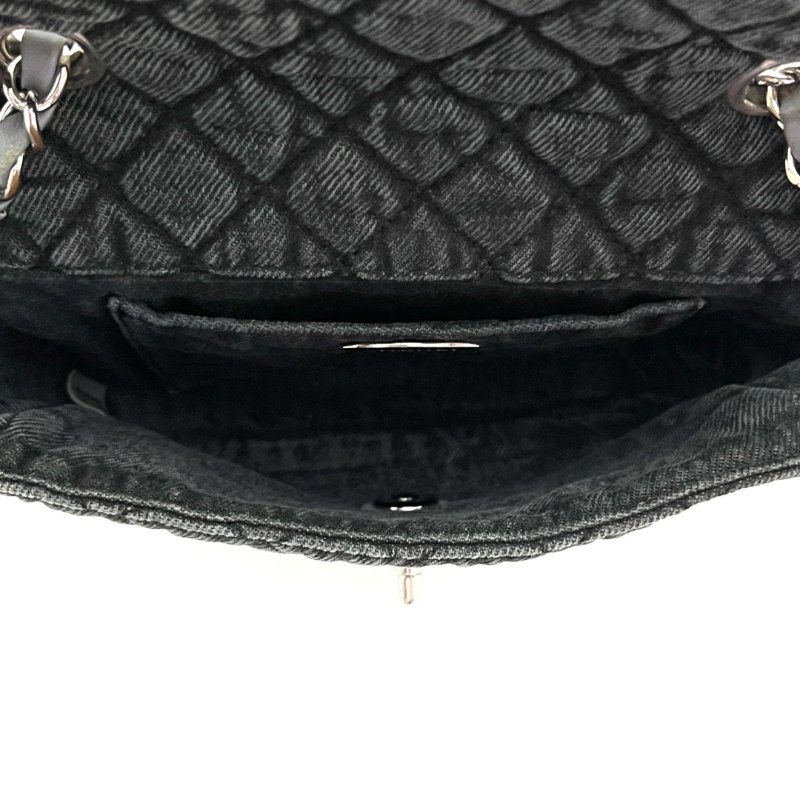 CHANEL 水洗牛仔漸變灰方胖子肩背斜背包20*16*5 98新配件塵袋保卡-6