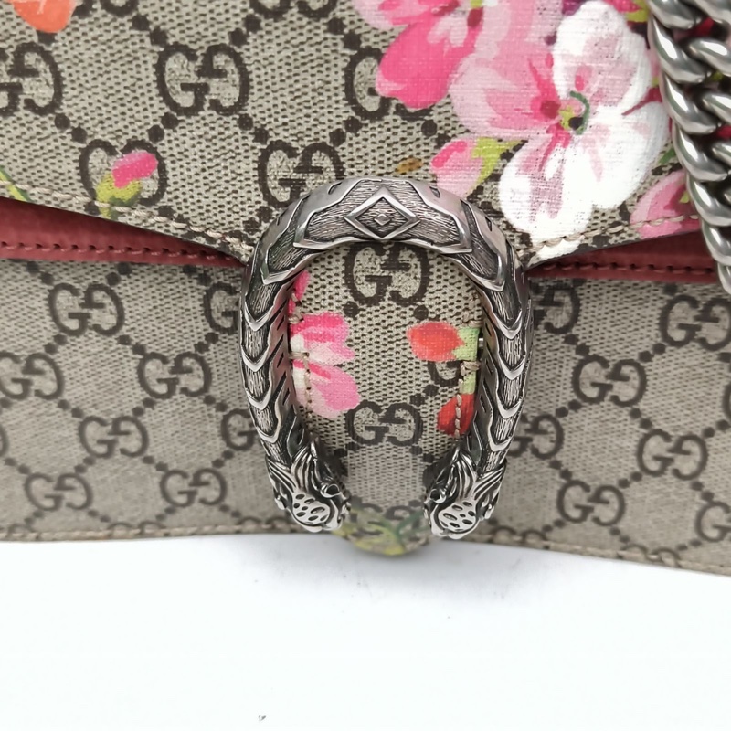 GUCCI Dionysus酒神高版小號粉色天竺葵印花銀扣-4
