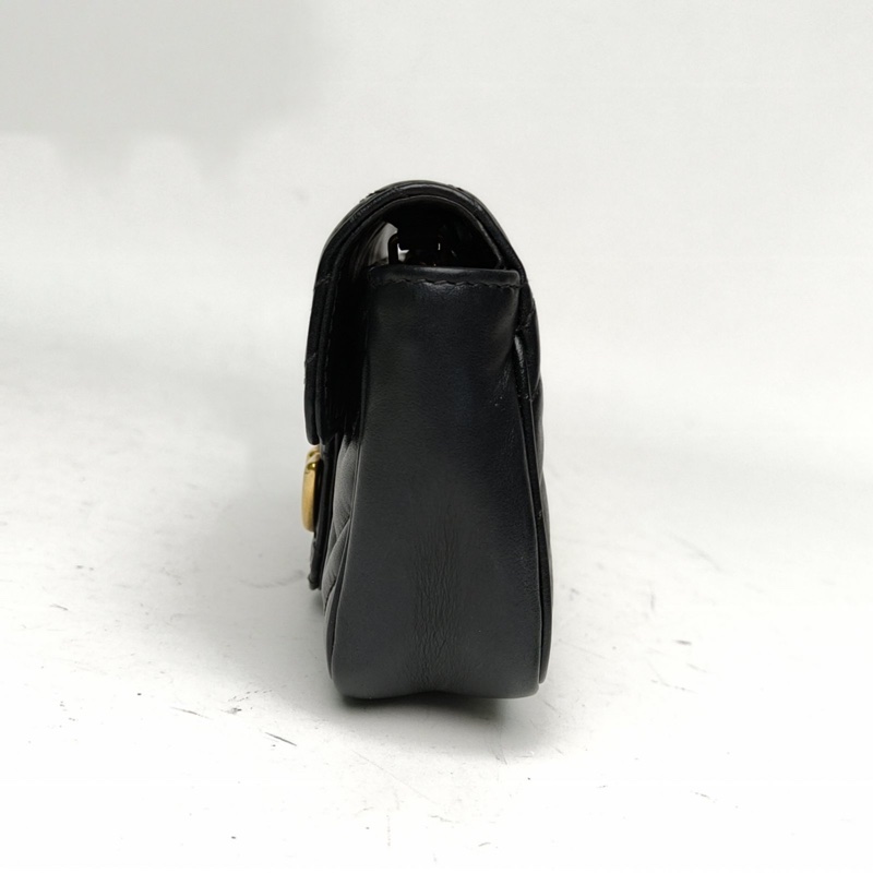 GUCCI GGMarmont肩背包超Mini黑色牛皮金扣-1