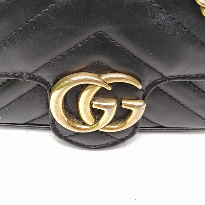 GUCCI GGMarmont肩背包超Mini黑色牛皮金扣-4