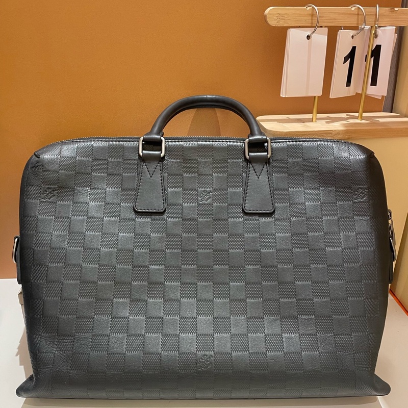 Louis Vuitton 路易威登 經典黑色棋盤格公文包40x39x16-1