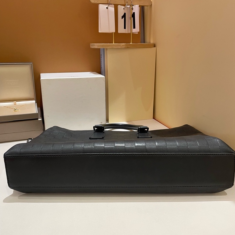 Louis Vuitton 路易威登 經典黑色棋盤格公文包40x39x16-9
