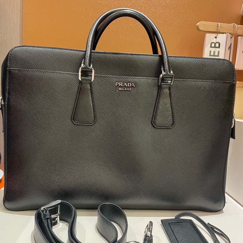 99新普拉達/Prada 男士手提包,電腦包,配肩帶-2