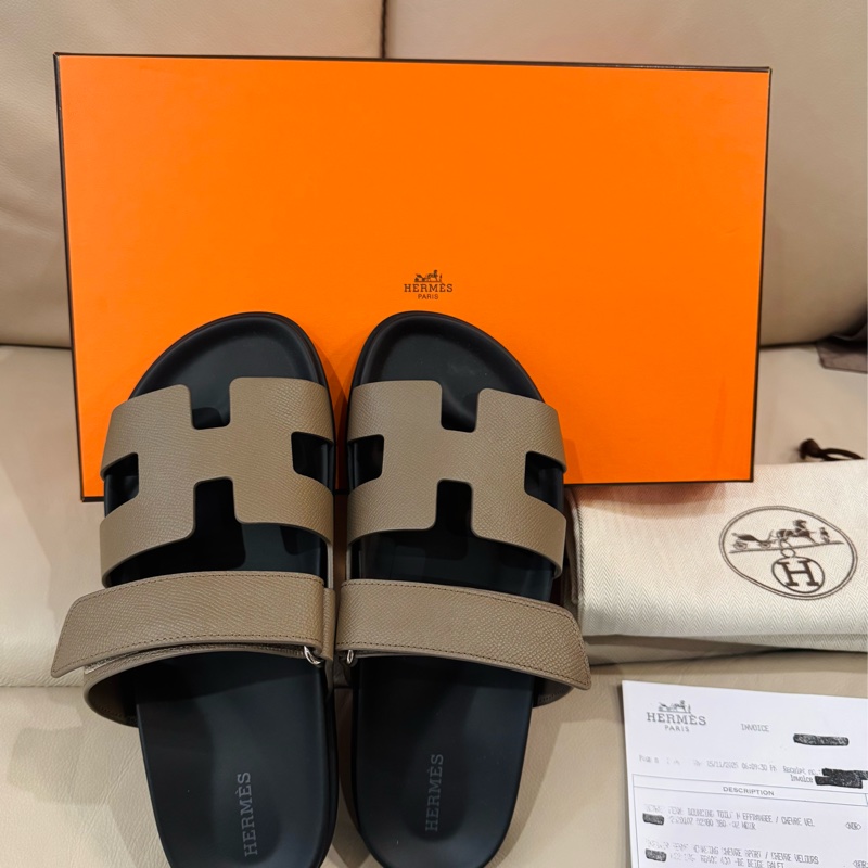 Hermes 愛馬仕 Chypre 二舅鞋/H涼鞋/經典大象灰/40號/全新美品-1