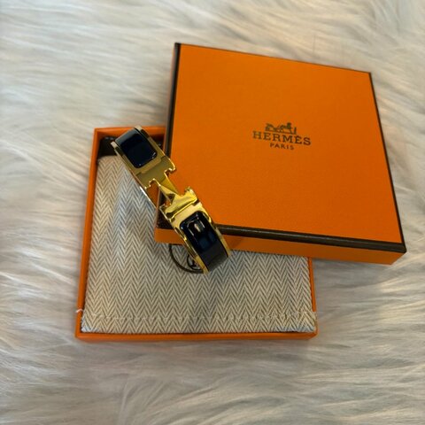 HERMES H手環寶藍色金釦 PM