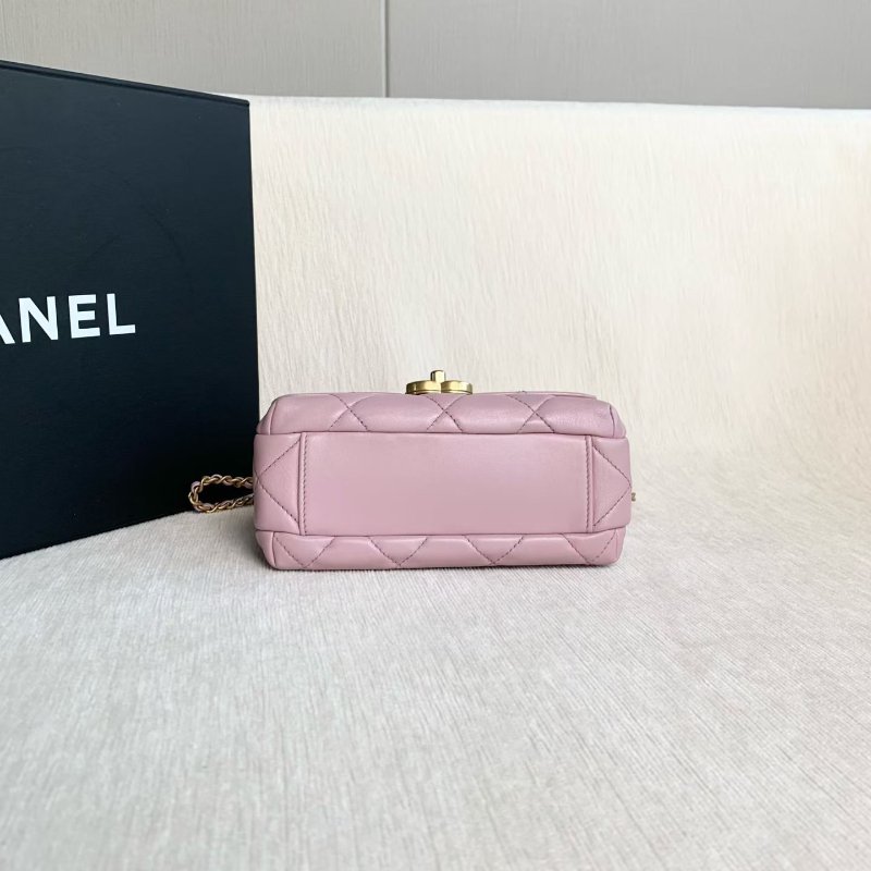 Chanel 方胖子珍珠字母手柄鏈條包 芯片款 粉紫色 金扣 羊皮18*13*8 99新配件盒子塵袋-4