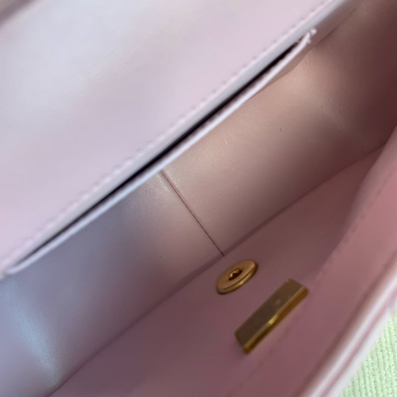 Chanel 方胖子珍珠字母手柄鏈條包 芯片款 粉紫色 金扣 羊皮18*13*8 99新配件盒子塵袋-7