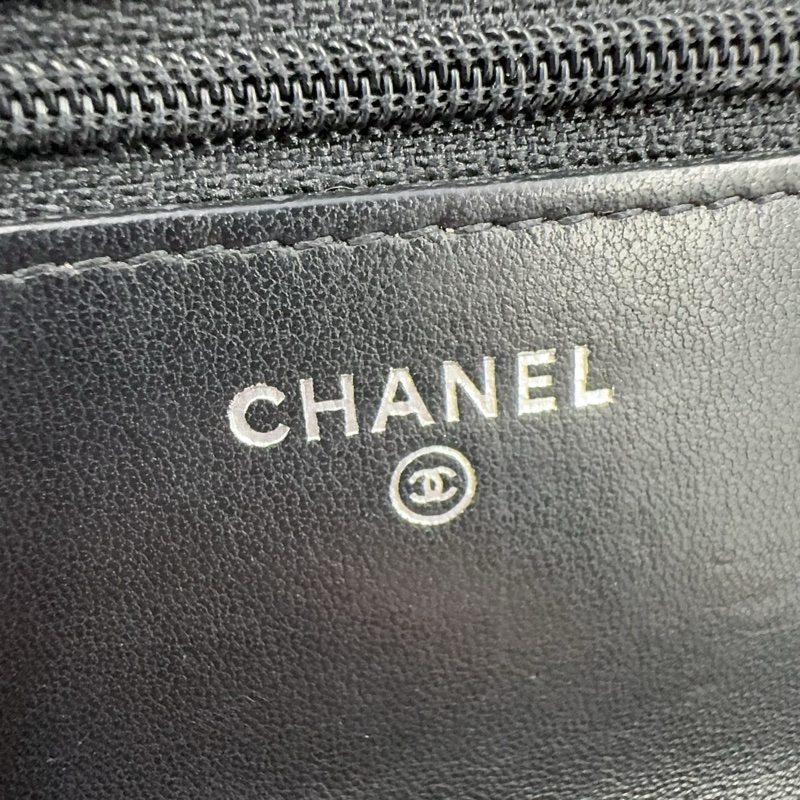 CHANEL黑色羊皮銀釦WOC斜背包AP0250-10