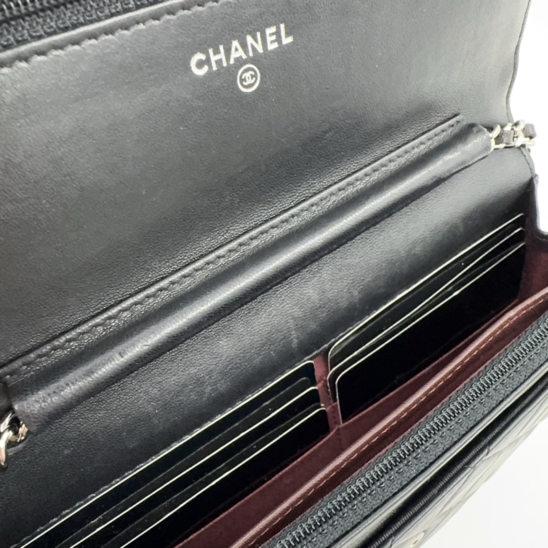 CHANEL黑色羊皮銀釦WOC斜背包AP0250-11