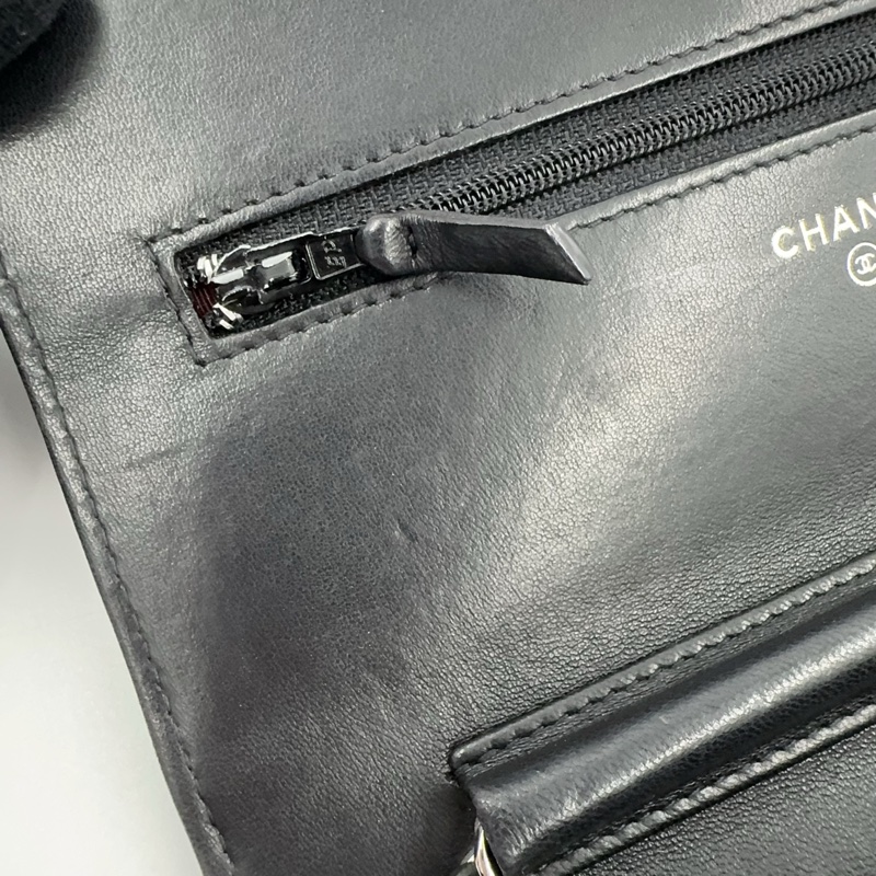 CHANEL黑色羊皮銀釦WOC斜背包AP0250-13