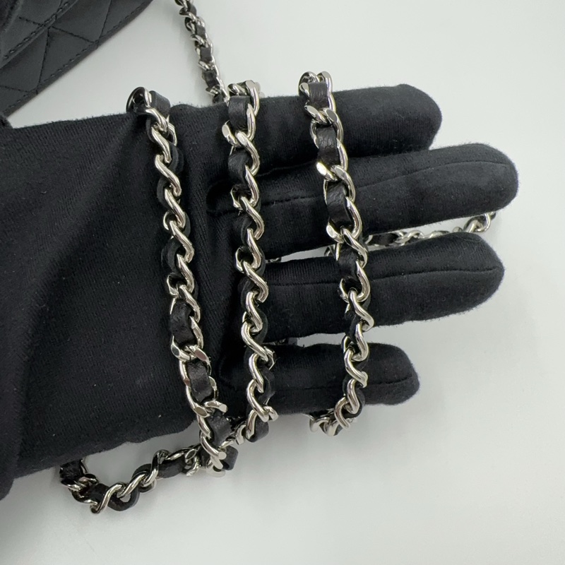 CHANEL黑色羊皮銀釦WOC斜背包AP0250-23