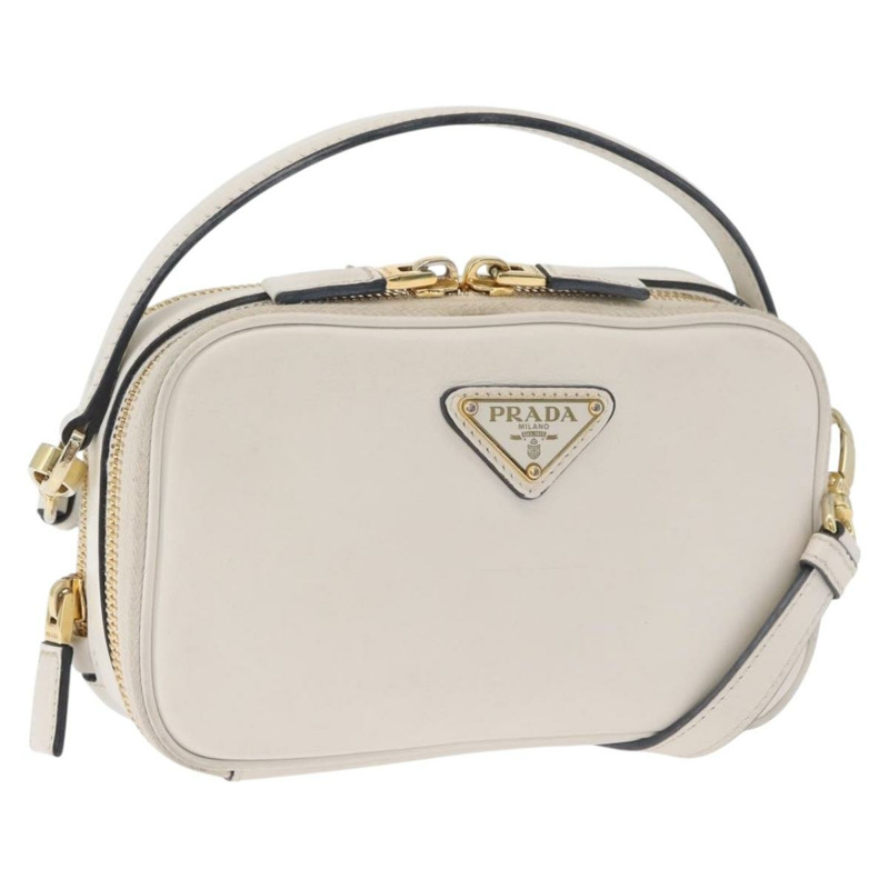 【日本直送】PRADA 手提包 皮革 兩用 白色 金色 正品 179715A-0