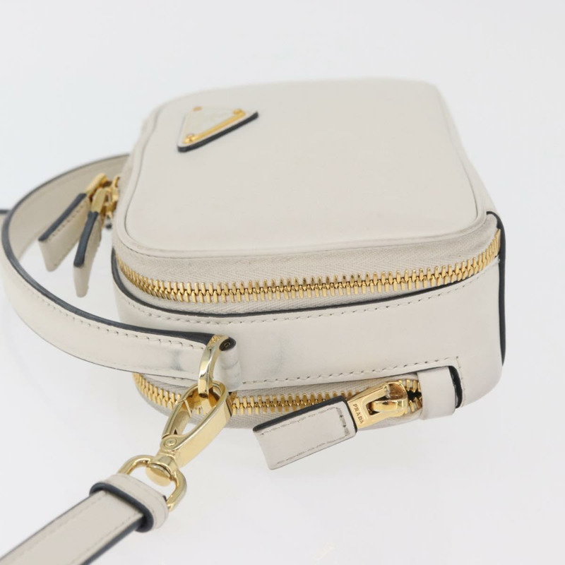【日本直送】PRADA 手提包 皮革 兩用 白色 金色 正品 179715A-3