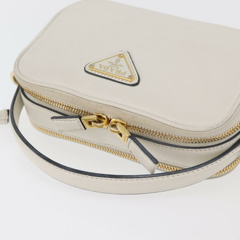 【日本直送】PRADA 手提包 皮革 兩用 白色 金色 正品 179715A-5