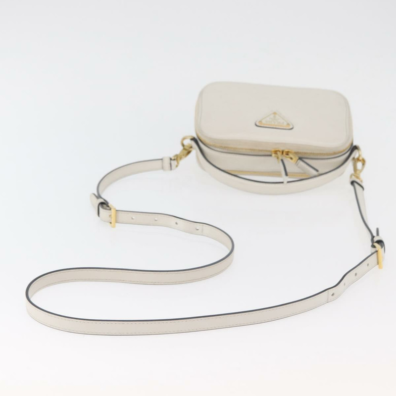 【日本直送】PRADA 手提包 皮革 兩用 白色 金色 正品 179715A-7