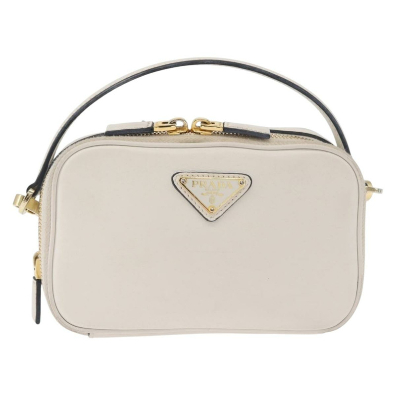 【日本直送】PRADA 手提包 皮革 兩用 白色 金色 正品 179715A-12