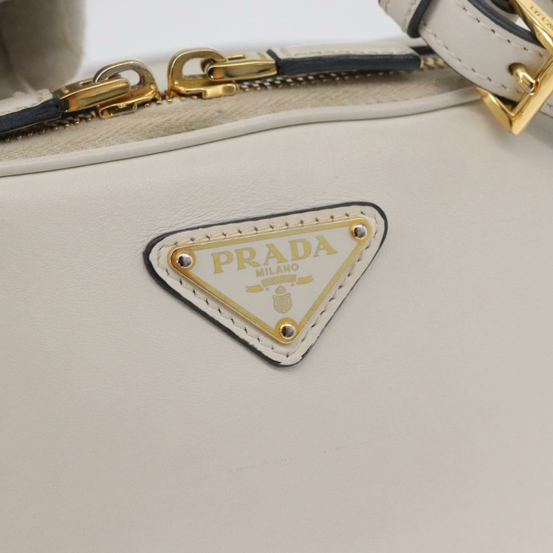 【日本直送】PRADA 手提包 皮革 兩用 白色 金色 正品 179715A-19