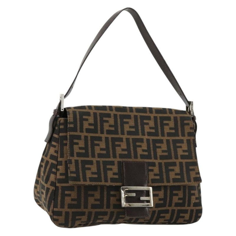 【日本直送】FENDI Zucca帆布Mamma Baguette單肩包 黑色棕色 正品 179826SAV-0