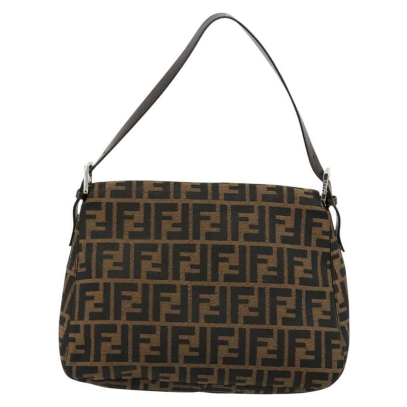 【日本直送】FENDI Zucca帆布Mamma Baguette單肩包 黑色棕色 正品 179826SAV-1