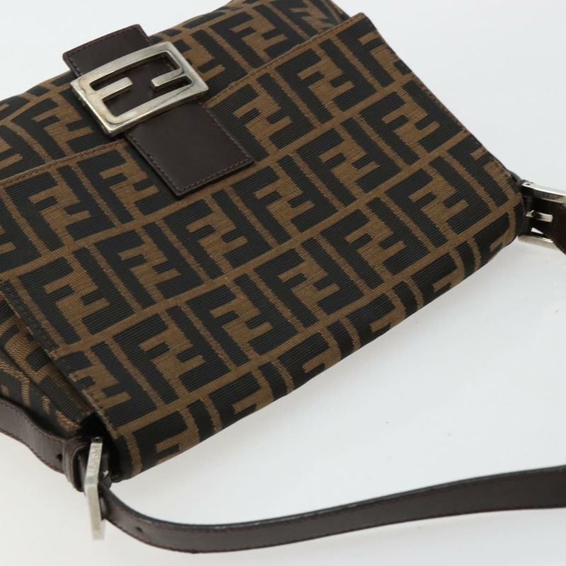 【日本直送】FENDI Zucca帆布Mamma Baguette單肩包 黑色棕色 正品 179826SAV-5