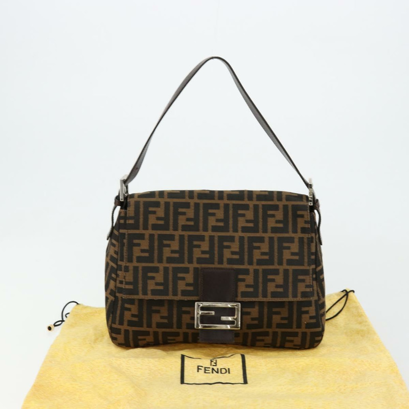 【日本直送】FENDI Zucca帆布Mamma Baguette單肩包 黑色棕色 正品 179826SAV-11