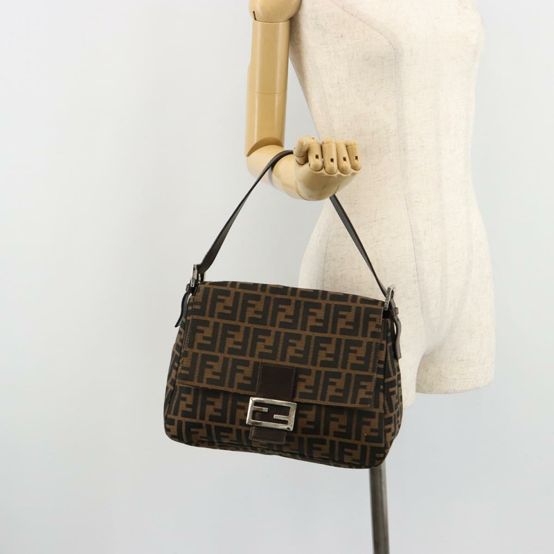 【日本直送】FENDI Zucca帆布Mamma Baguette單肩包 黑色棕色 正品 179826SAV-25