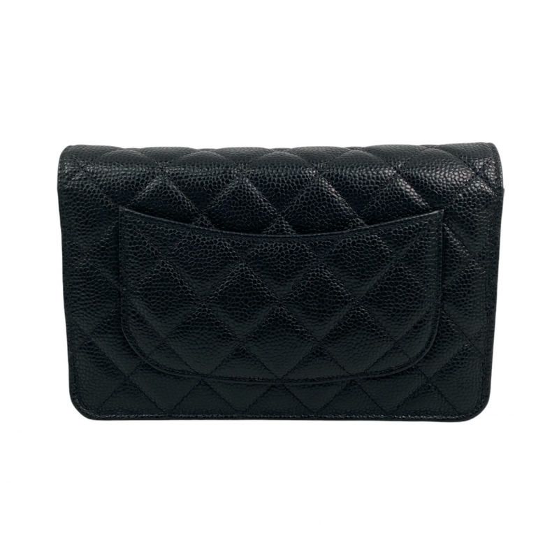 △ CHANEL 香奈兒 Black Caviar Skin 19CM Gold Tone Metal Chain Wallet 黑色粒紋小牛皮19CM金色金屬鏈條銀包 AP4241-267010988-2