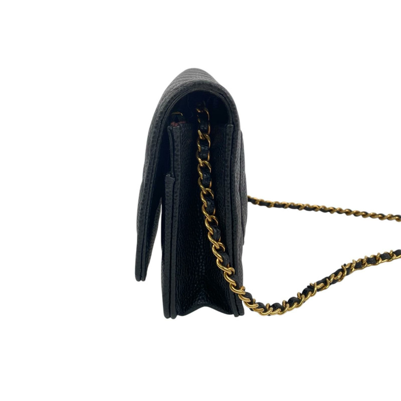△ CHANEL 香奈兒 Black Caviar Skin 19CM Gold Tone Metal Chain Wallet 黑色粒紋小牛皮19CM金色金屬鏈條銀包 AP4241-267010988-4