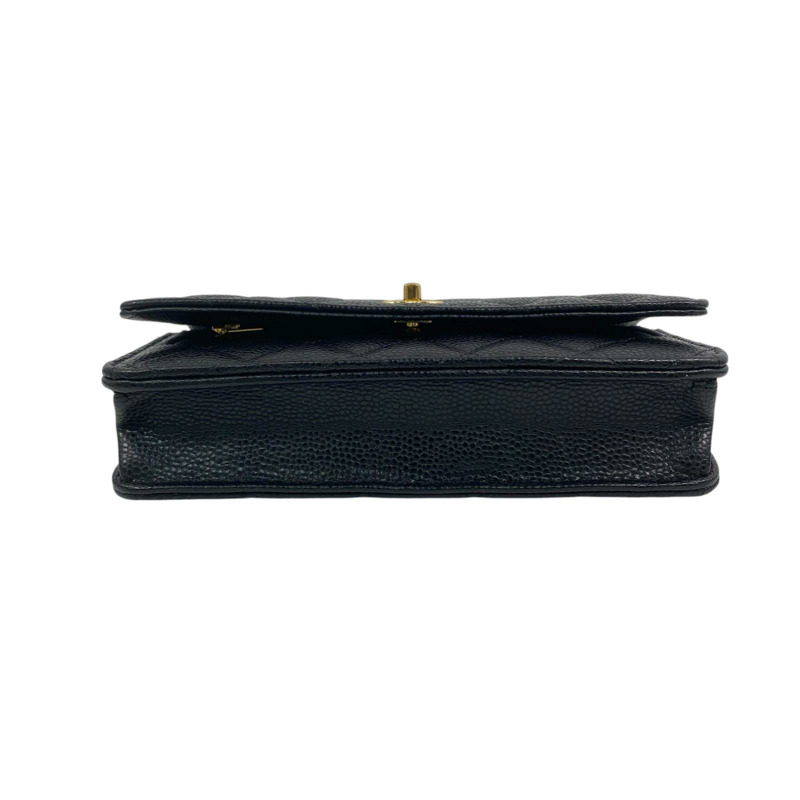 △ CHANEL 香奈兒 Black Caviar Skin 19CM Gold Tone Metal Chain Wallet 黑色粒紋小牛皮19CM金色金屬鏈條銀包 AP4241-267010988-6