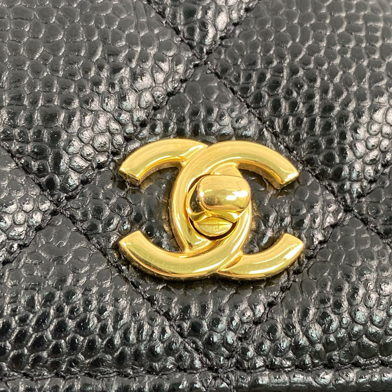△ CHANEL 香奈兒 Black Caviar Skin 19CM Gold Tone Metal Chain Wallet 黑色粒紋小牛皮19CM金色金屬鏈條銀包 AP4241-267010988-12